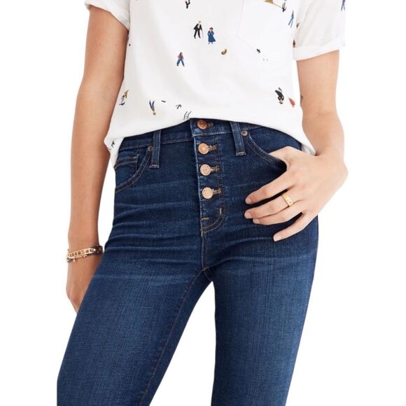 Madewell 9" Mid-Rise Skinny Jeans in Hayes Wash: Button-Front Edition - Picture 2 of 13